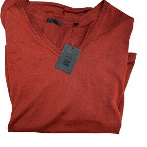 NWT ATM 100% Cashmere Mid Weight Fine Knit Slim Fit V-Neck Pullover Sweater L
